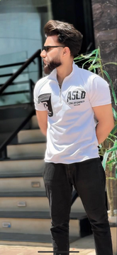 Pocket style  Back printed Zipped tshirt